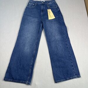 Women's HDLTE Size M (8-10) 29 x 30 High Waist Wide Leg Streetwear Jeans Y2K NWT